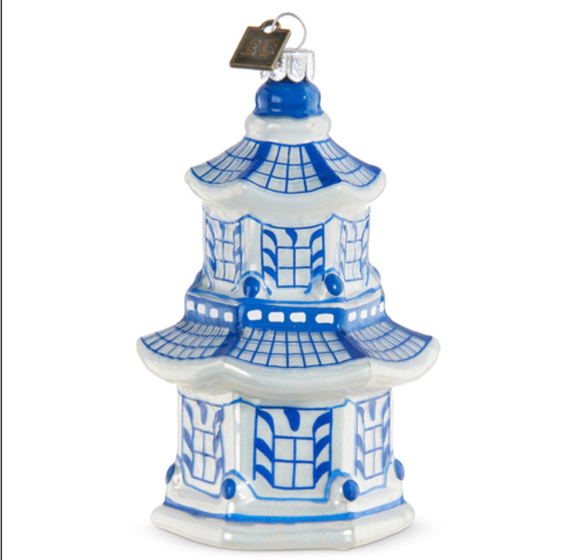Chinoiserie Grandmillenial Pagoda Ornament Blue and White